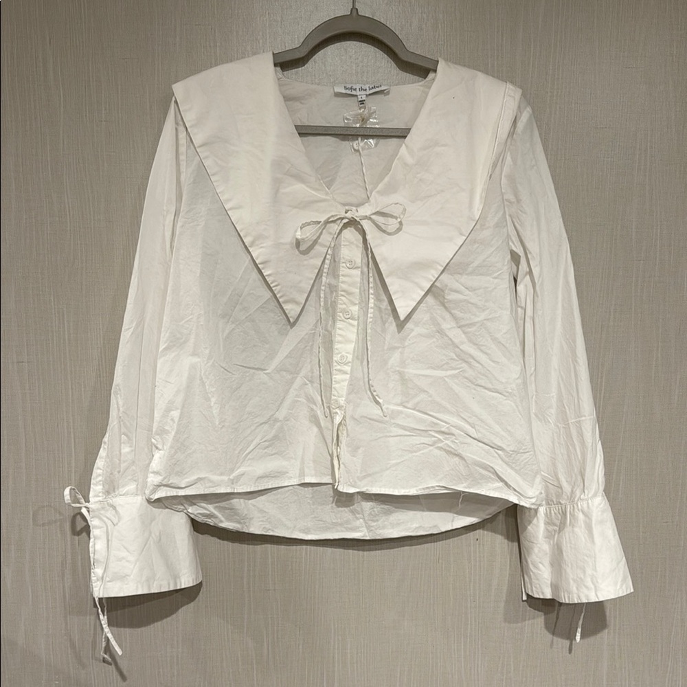 White Blouse with Sailor Collar and Bishop Sleeves